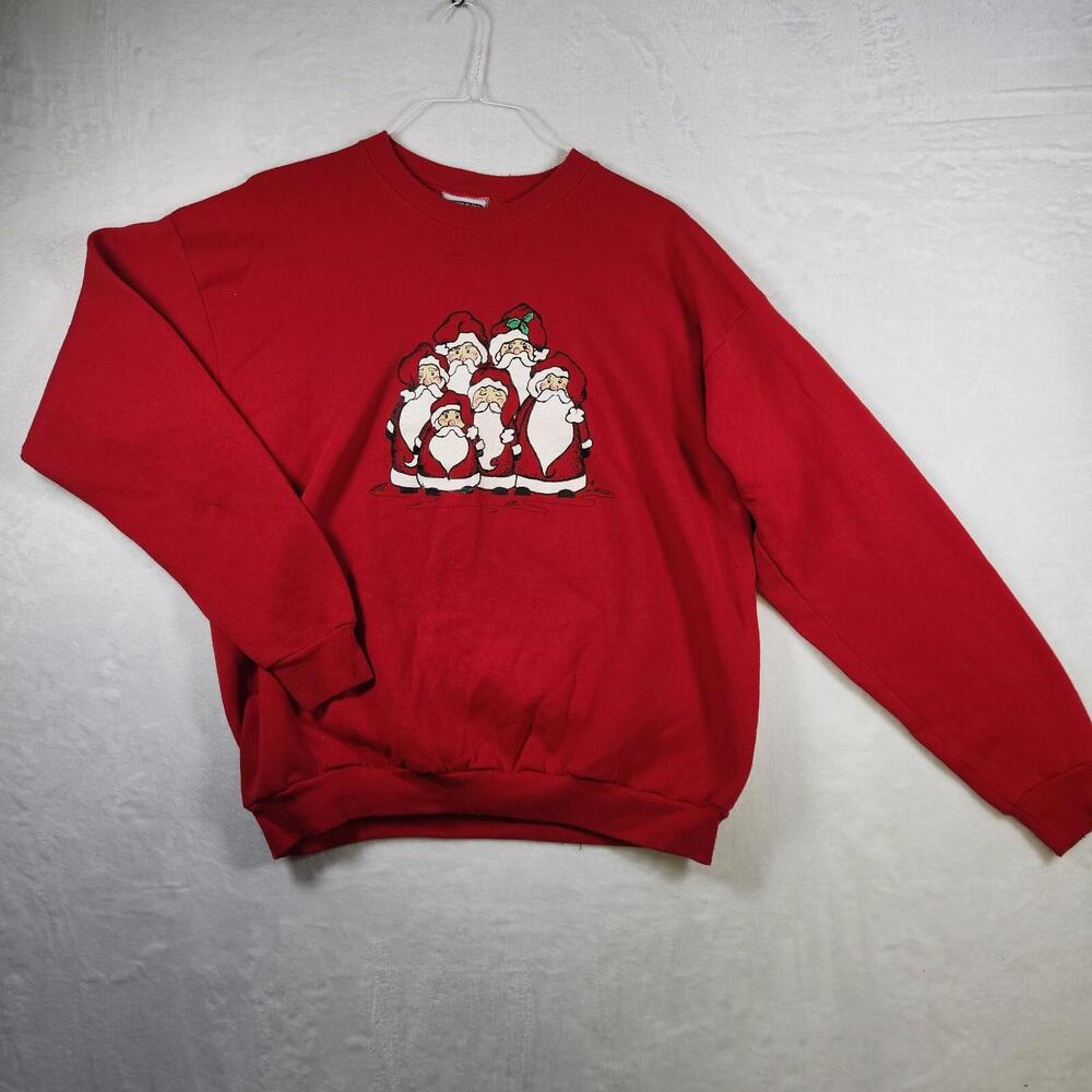 Vintage Lee USA Santa Crewneck Sweatshirt XL Red Christmas Graphic Pullover